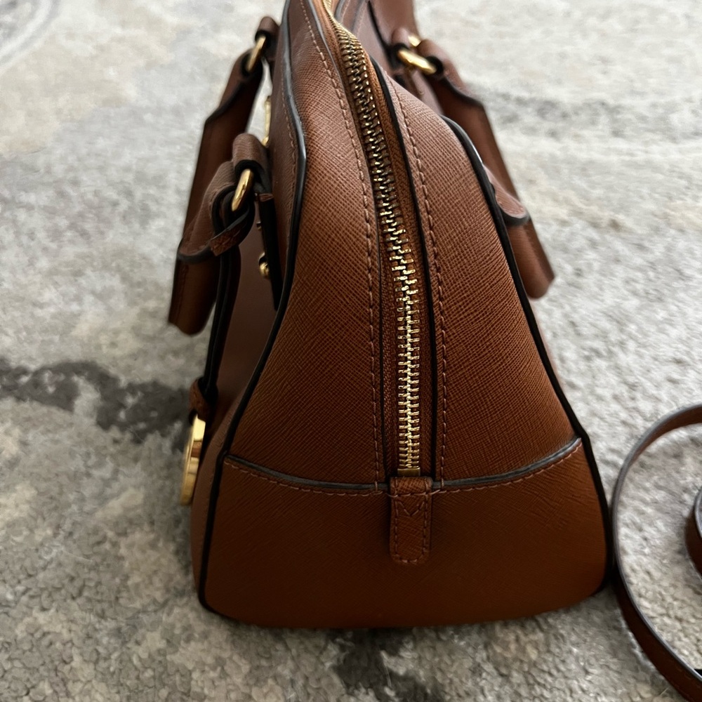Michael Kors Tan Leather Satchel with Gold Accents - Picture 3 of 5